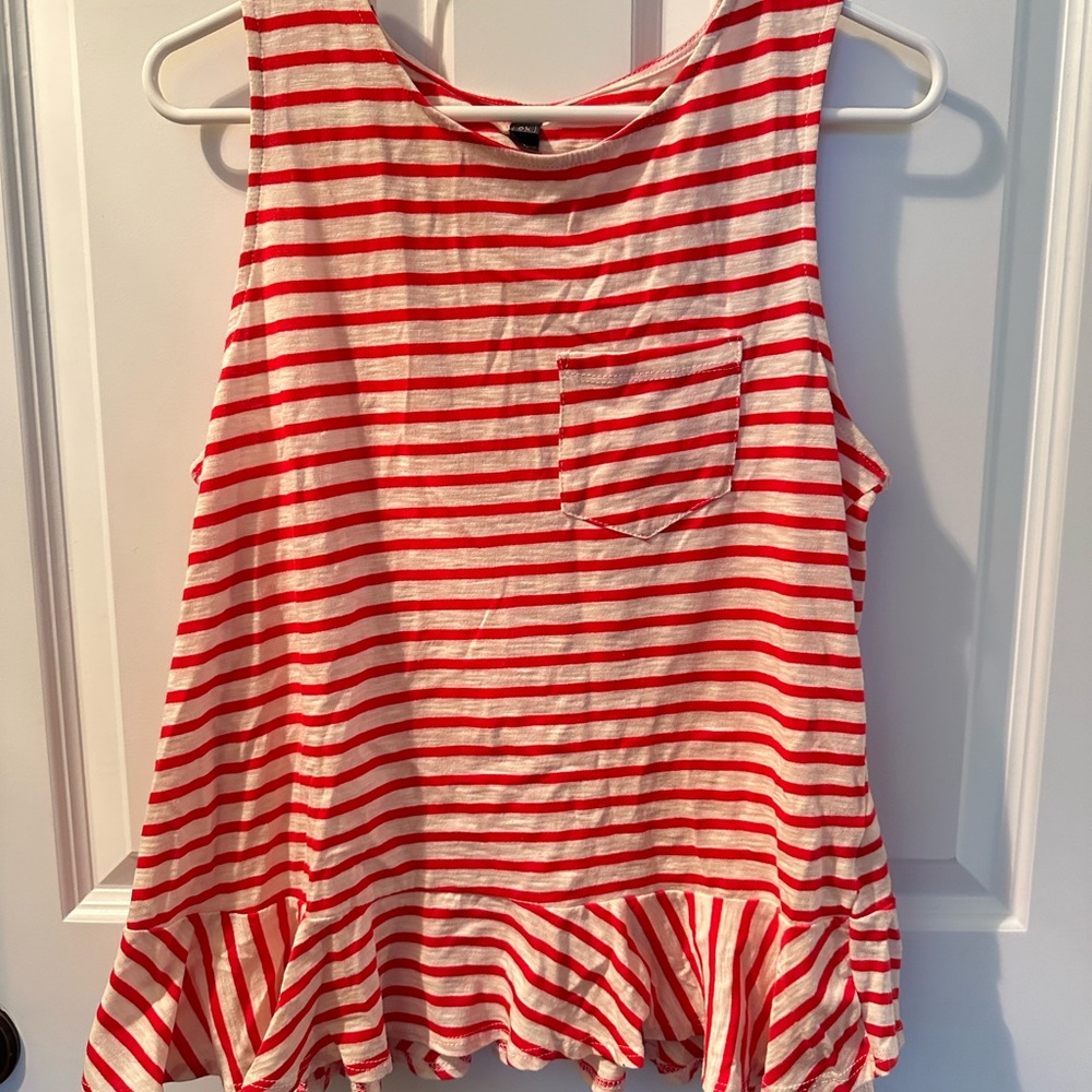 Red and white T-shirt sleeveless  Brand new without tickets
